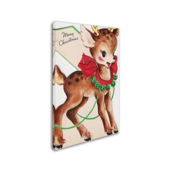 Vintage Apple Collection 'Vintage Xmas Card Deer' Canvas Art,16x24